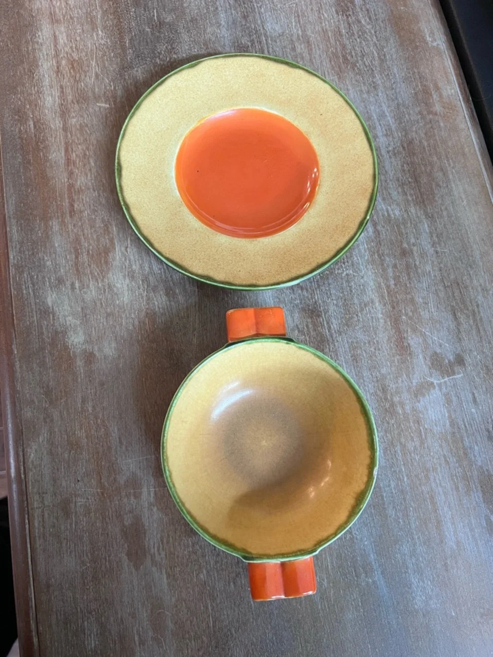 𝑬𝒙𝒓𝒆𝒎𝒆𝒍𝒚 𝑹𝒂𝒓𝒆 Egersund Art Deco 1930s Pottery Bowl and Saucer Norway - Picture 4 of 12